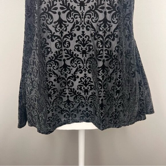 Women’s Sm. Y2K Sheer Velvet Baroque Peplum Sleeveless Top Blouse Witchy Vampire - Picture 6 of 10